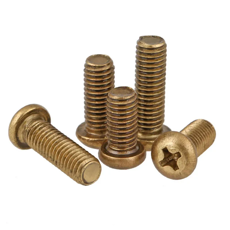 M4 M5 M6 Brass  Round Head Cross Groove Screws   Brass Phillips Cross  Machine Screw   Pan Head Philips Screw Bolts