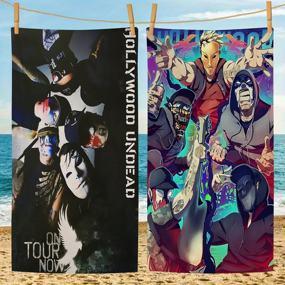 Rock Band H-Hollywood Undead Singer Anime Beach Swimming Towel Soft Absorbent Washcloth Children's Gifts for Kids Travel Camping