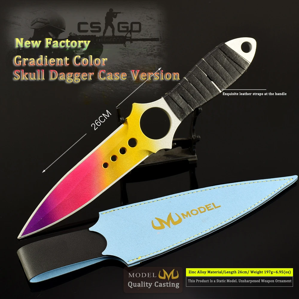 26 سنتيمتر لعبة مكافحة الإرهاب الصلة مكافحة الإضراب لعبة عالمية سكين التدرج اللون كامل معدن جلد الصبي هدية سلاح نموذج