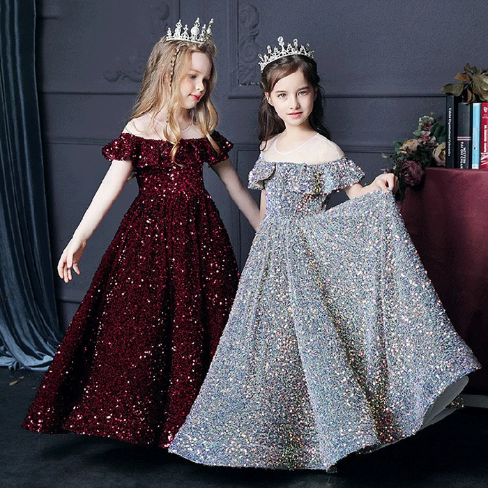 Young 2-14 year old girls Evening Wedding Girl kid's christmas Girl Perform Princess Dresses Very Elegant Birthday Party Dress