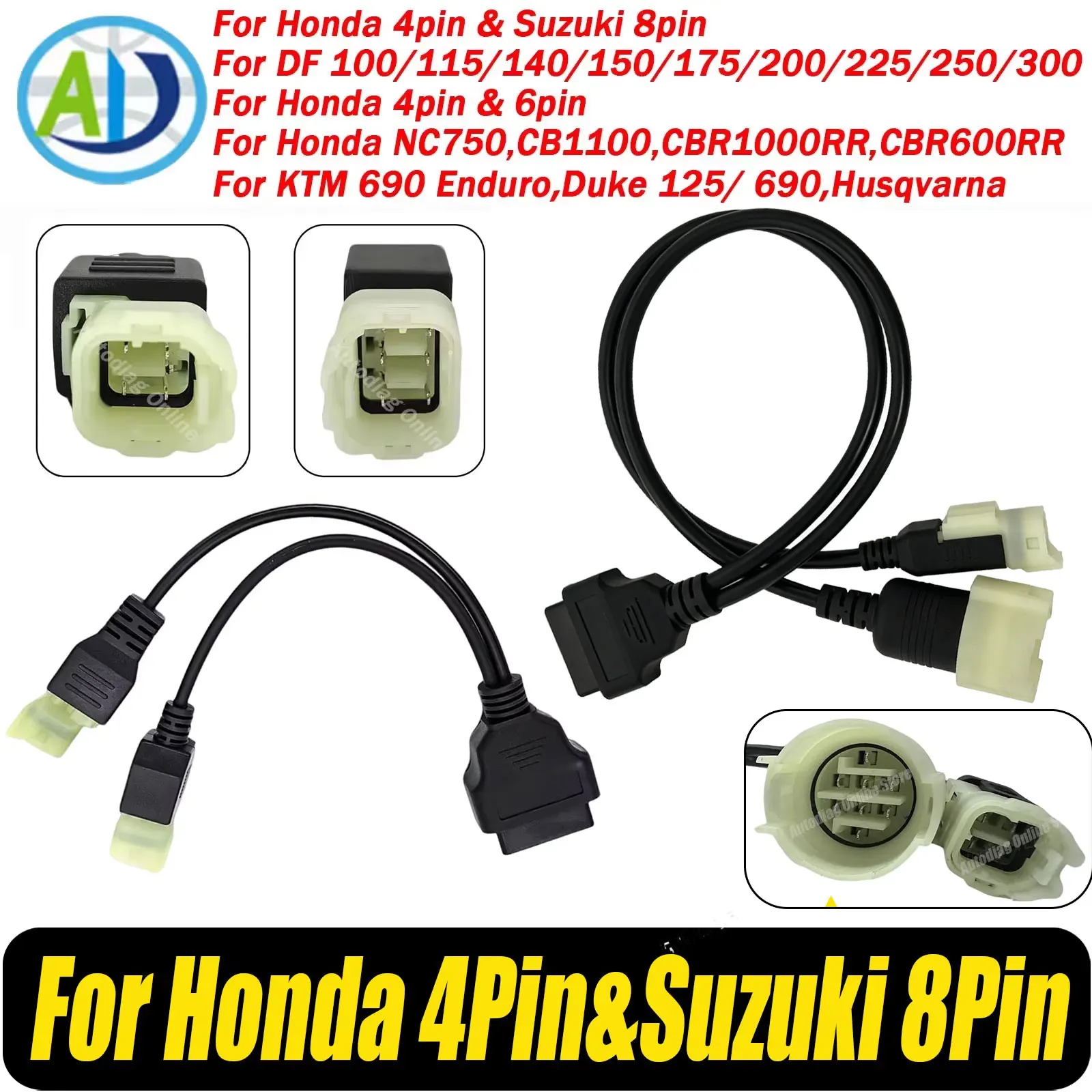 Outboard Engine OBD2 Connector For Suzuki Boat Diagnostic For KTM 690 Enduro/Duke 125/690 OBD2 Adapter Cable For Honda 4pin