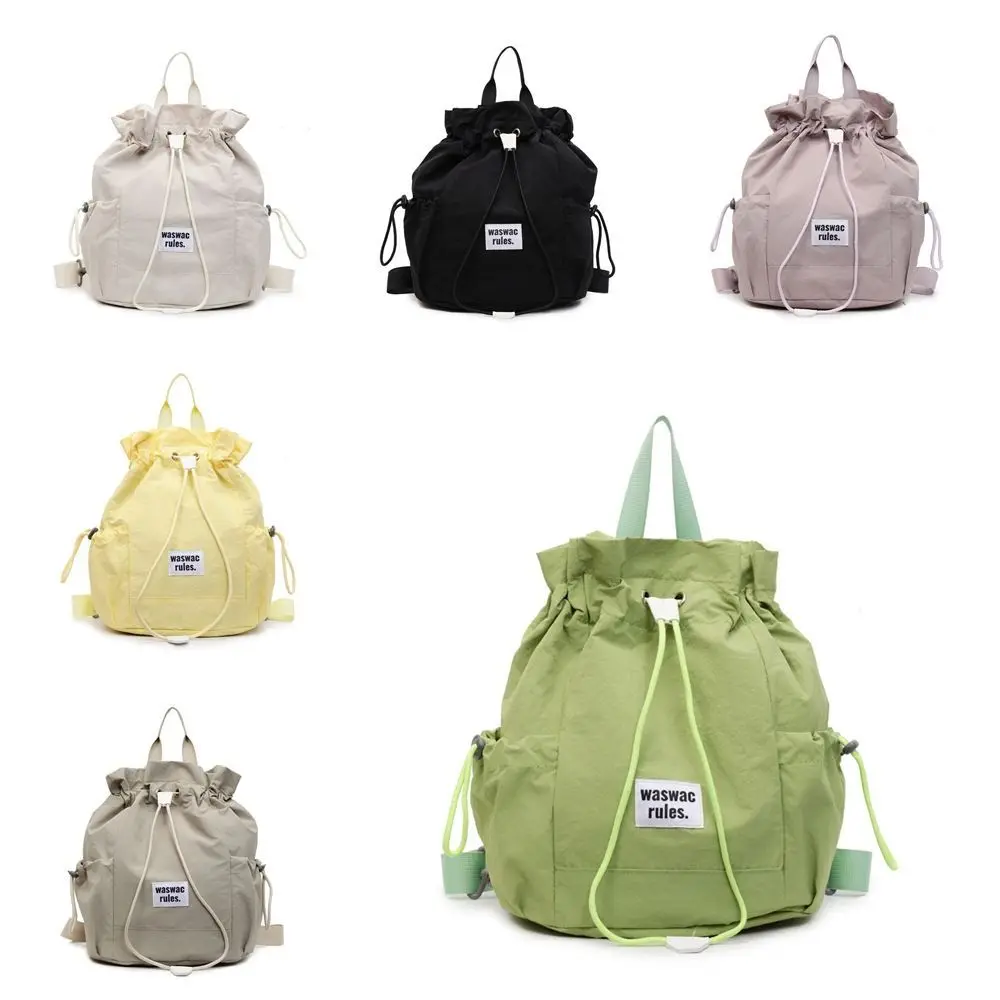 Large Capacity Sport Racket Storage Backpack Lightweight Solid Color Fitness Shoulder Bag Badminton Nylon Drawstring Fitness Bag