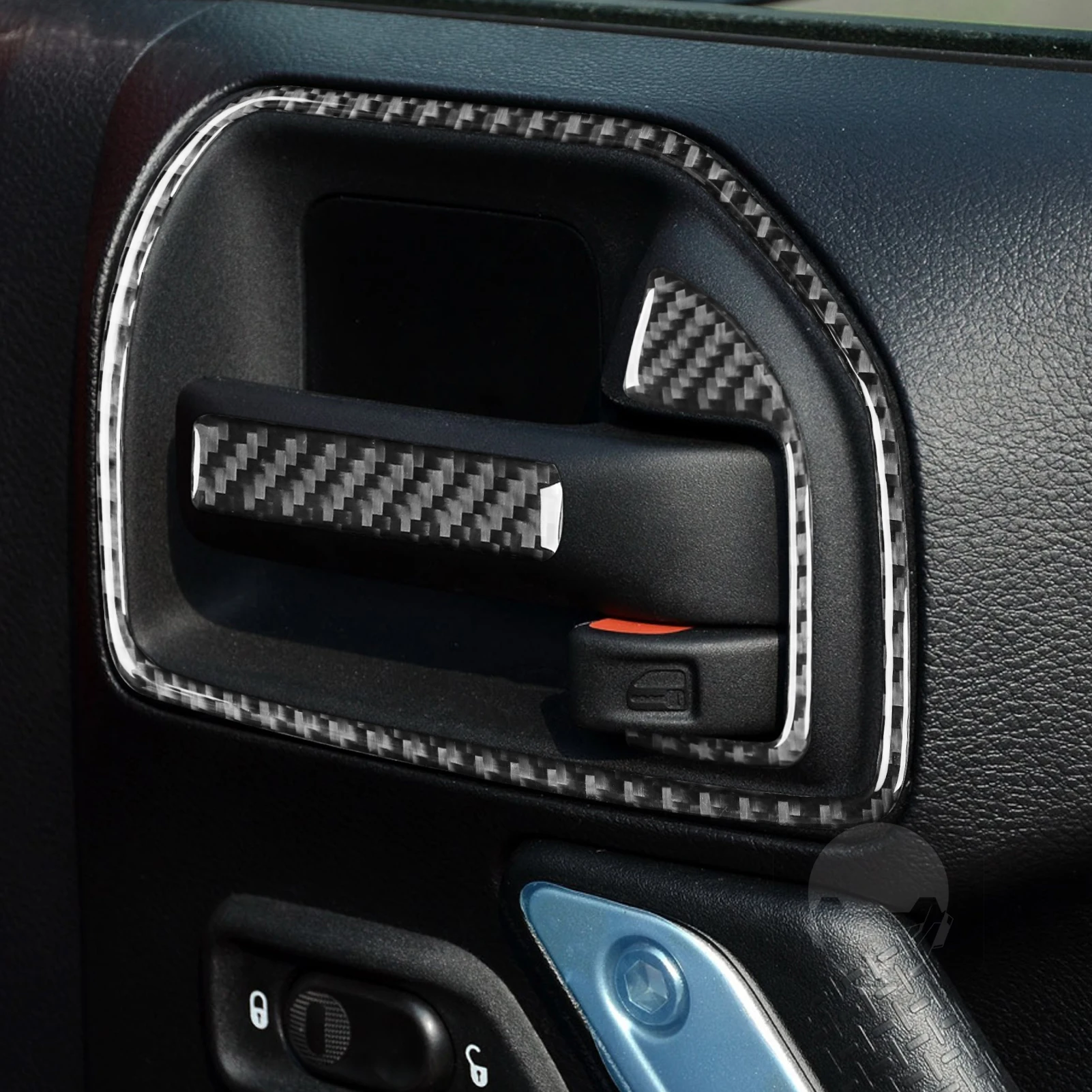 For Jeep Wrangler JK 2011-2017 Carbon Fiber Inner Door Handle Switch Panel Decorative Strips Car Interior Accessories Sticker