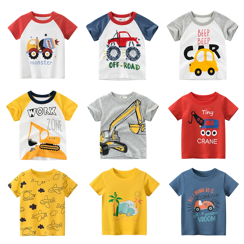 OLEKID 2024 Summer Boys T-shirts Printed Cartoon Car Children Boy Clothes 2-8 Years Kids Baby Boy Tops Short Sleeve Toddler Tees