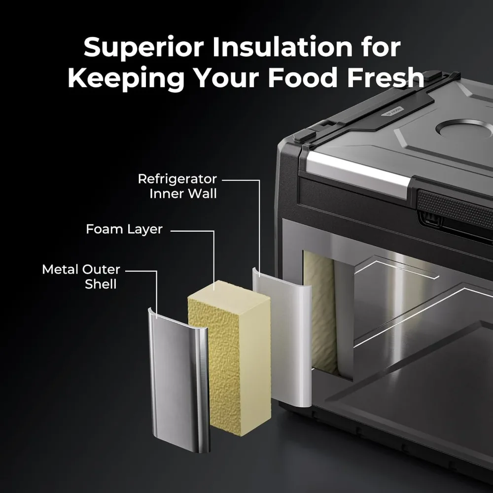 12 فولت 55 كوارت ثنائي المنطقة ثلاجة محمولة ضاغط الفريزر برودة APP التحكم لسيارة شاحنة RV التخييم السفر التيار المتناوب تيار مستمر #5