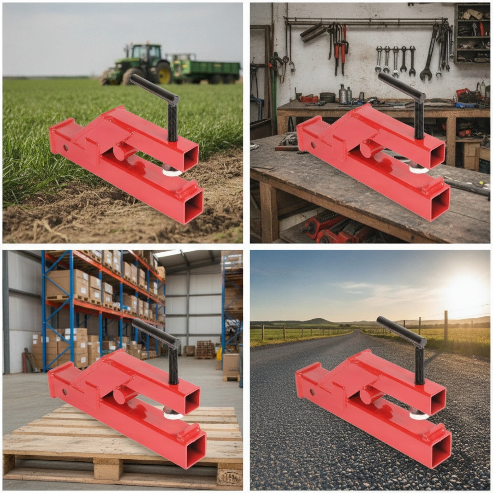 Tractor Hitch Adapter with Clamp Anti-Rust Tow Hitch Receiver Attachment Hardware Compact Heavy-Duty for Farmers, Tractors