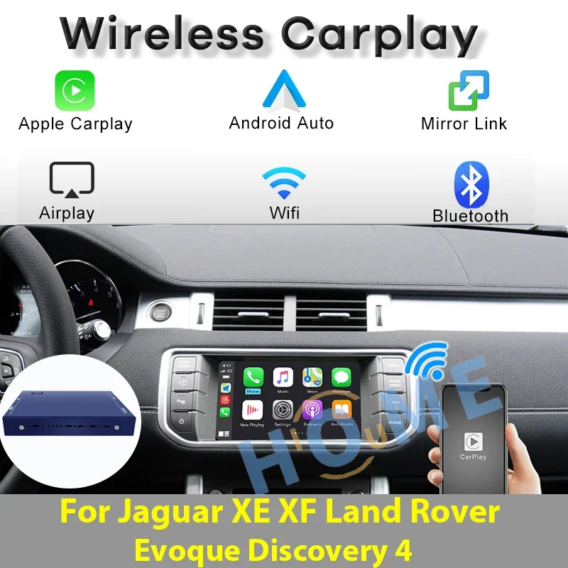 Wireless CarPlay Android Auto for Jaguar XE XF Land Rover Evoque Discovery 4 Module Box Multimedia Video Interface Decoder