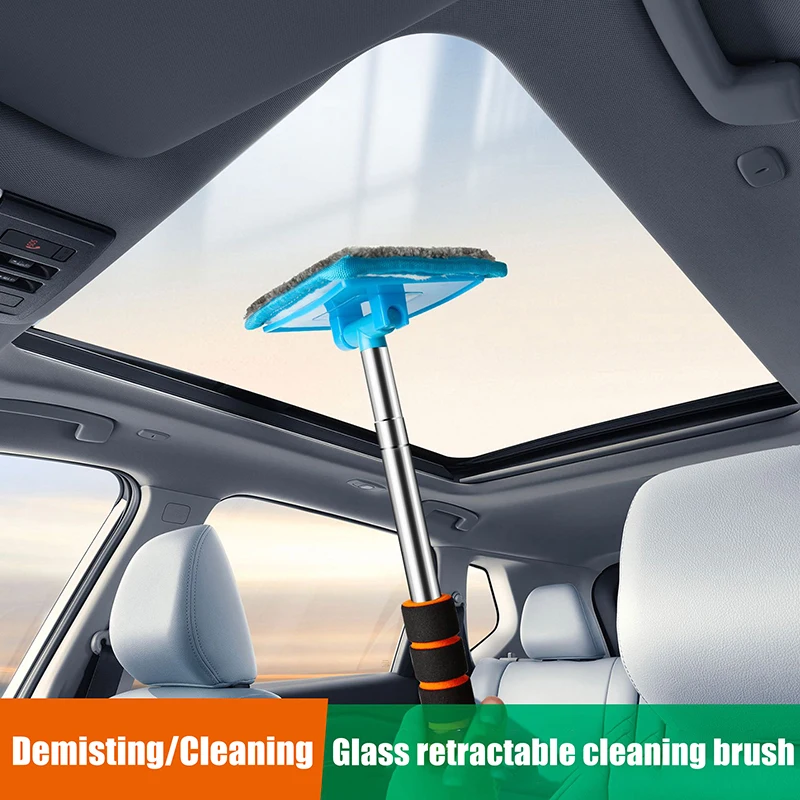 Car Front Windshield Defogging Brush Telescopic Long Handle Car Window Glass Wipe Household Dust Remover Tool Cleaning Brush