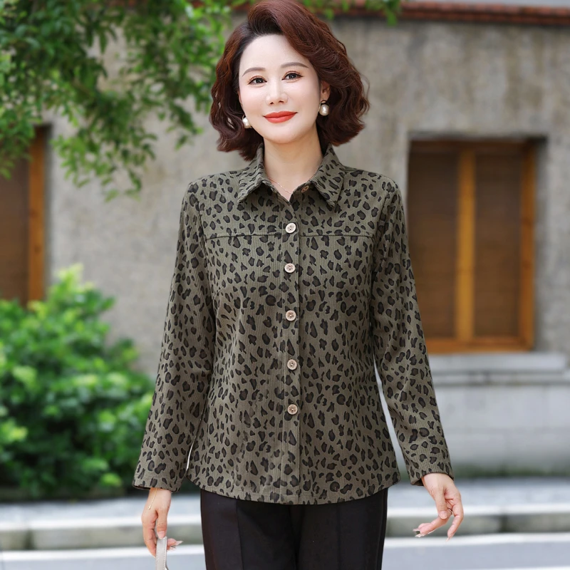 Blusa mãe elegante feminina primavera outono elegante camisa de manga comprida