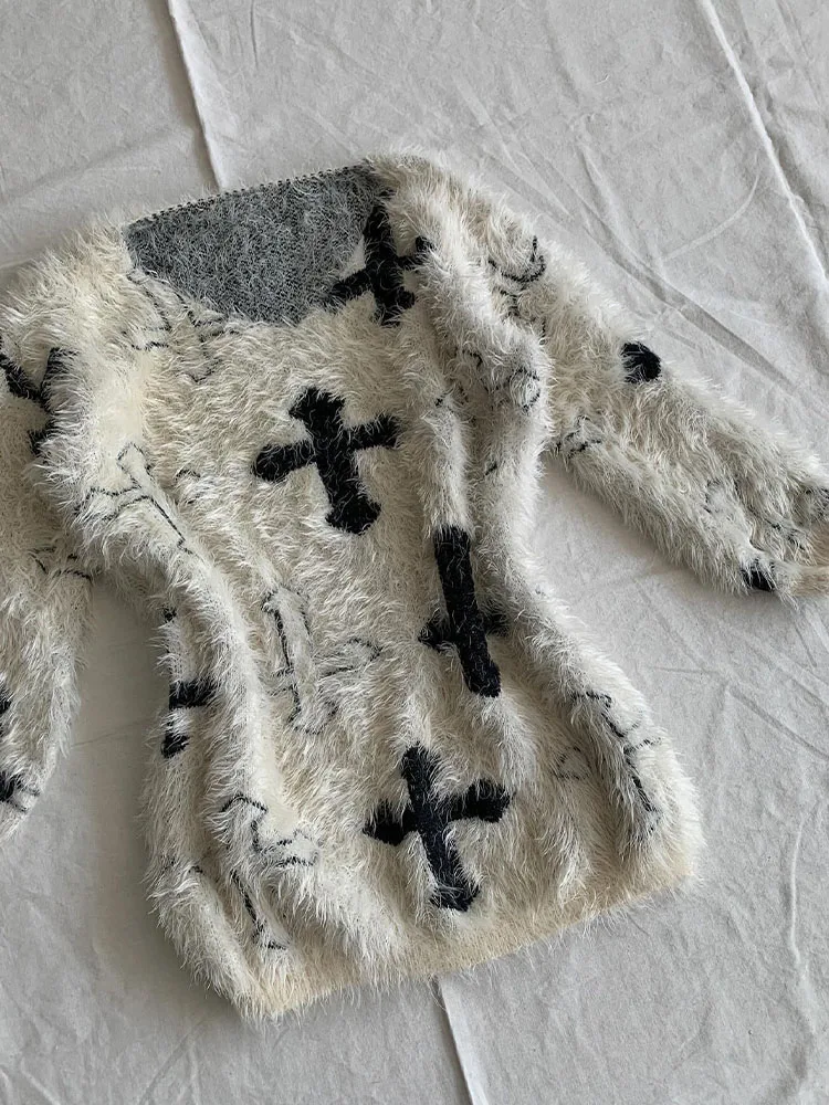 

Вязаный свитер Cherry Little Language в корейско-американском ретро-стиле, нежный осенне-зимний дизайн, уютный вязаный топ в стиле Lazy Sle