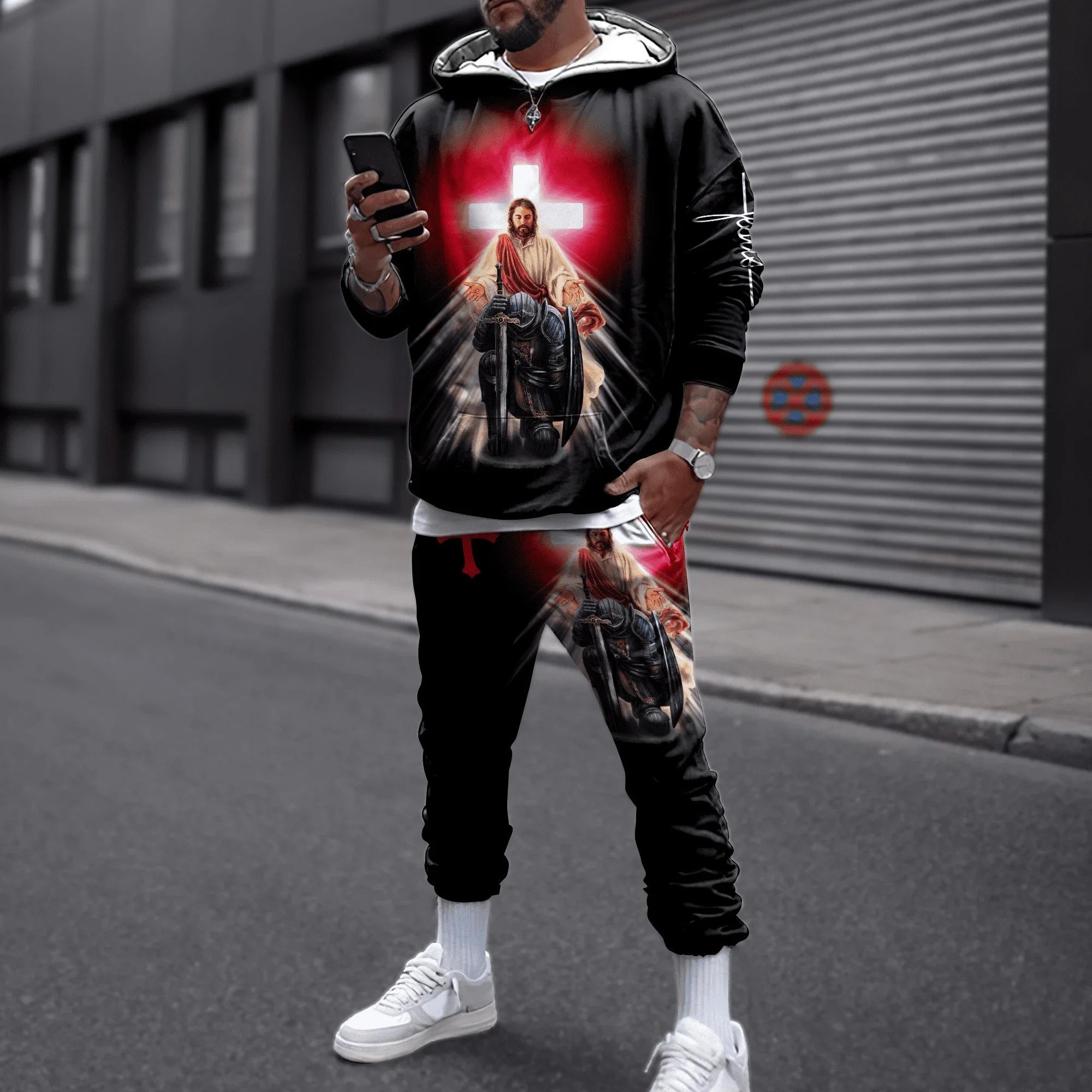

CLOOCL Men Hoodie Knights Templar Jesus 3D All Over Print Jogging Costume Men Hoodies & Sweatpants Unisex Casual Sportswear Suit