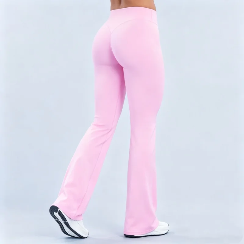 HISTELLO Gym Flared Leggings Women Quick Dry Yoga Pants Slim Sports Wide Leg Trousers Pilates Fitness Hip Lift Bootcut Leggings
