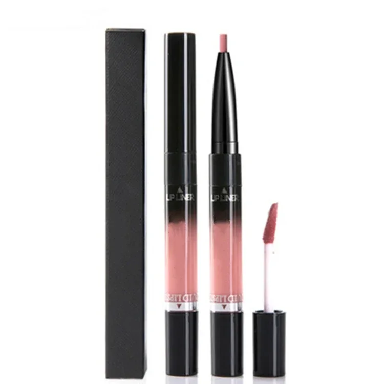 Dubbele Matte Lipgloss En Lipliner 2 In Één Waterdichte Vloeibare Lipmake-Up Tool