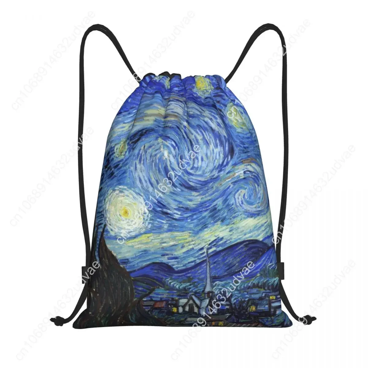 Van Gogh Starry Night Personalized Sports Backpack for Men and Women Foldable Bag Shopping Bag Close Wstring Bag