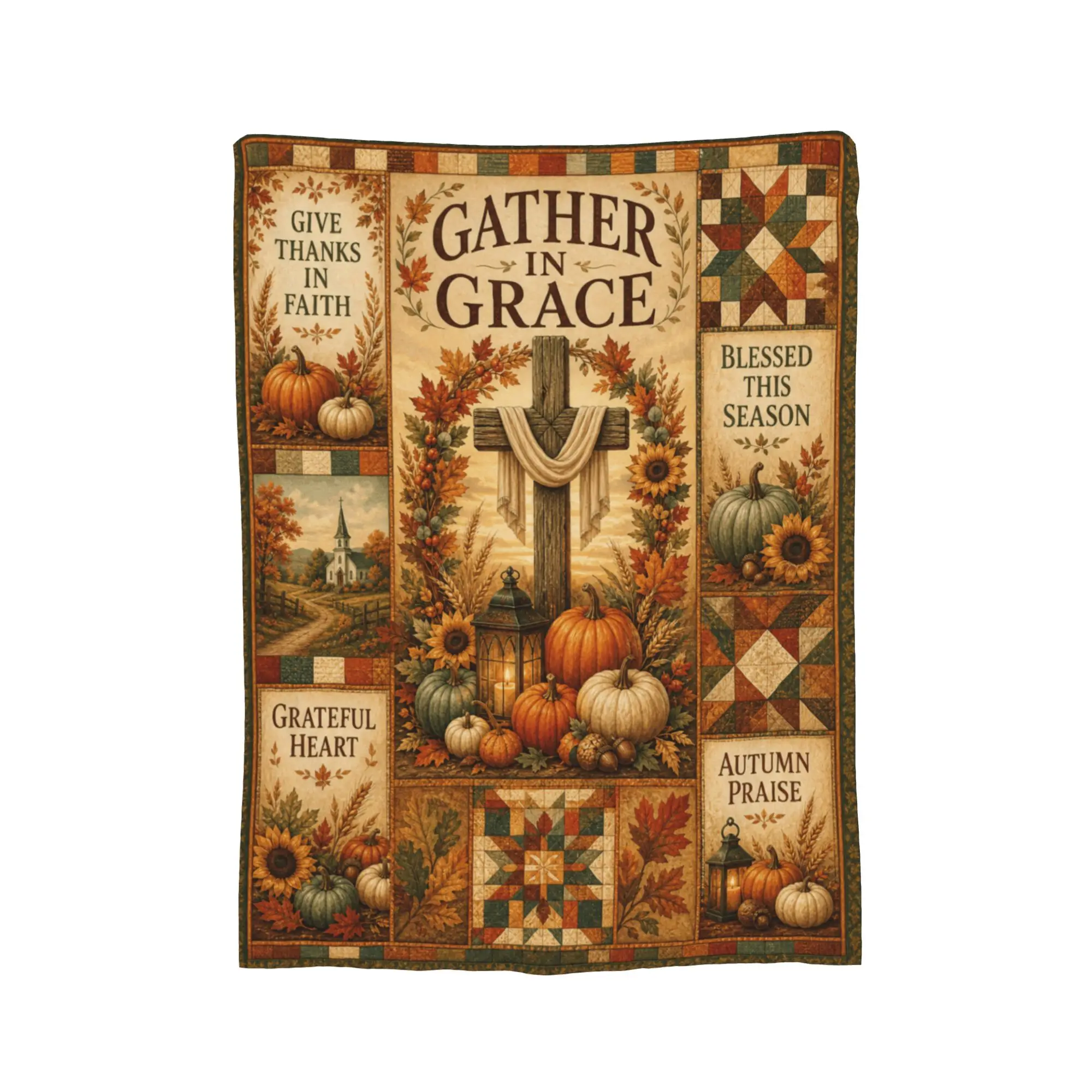 Christian Fall Throw Blanket Autumn Pumpkin Cross Thanksgiving Gifts for Women Jesus Reiligous Blanket Grateful Healing Gift