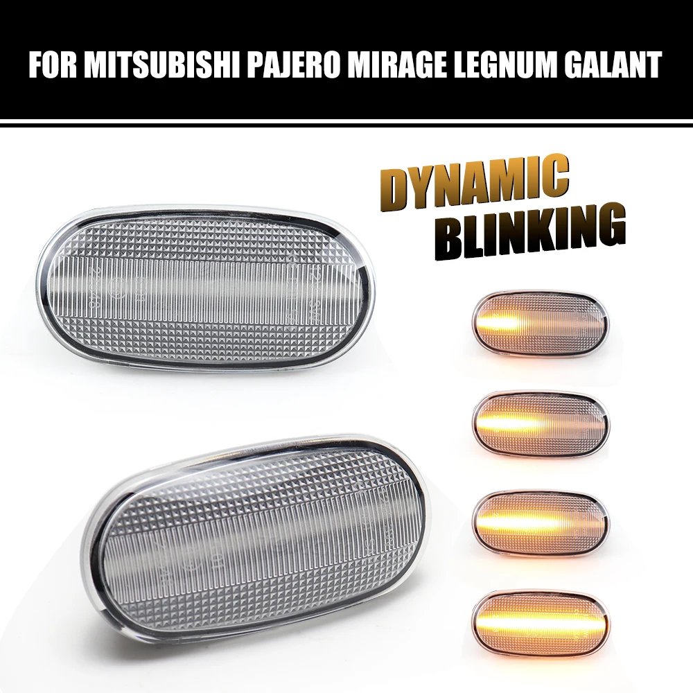 LED Turn Singal Driving Position Lamps Dynamic Amber LED Side Marker Lights For Mitsubishi Pajero Mirage Legnum Galant 1998-2005