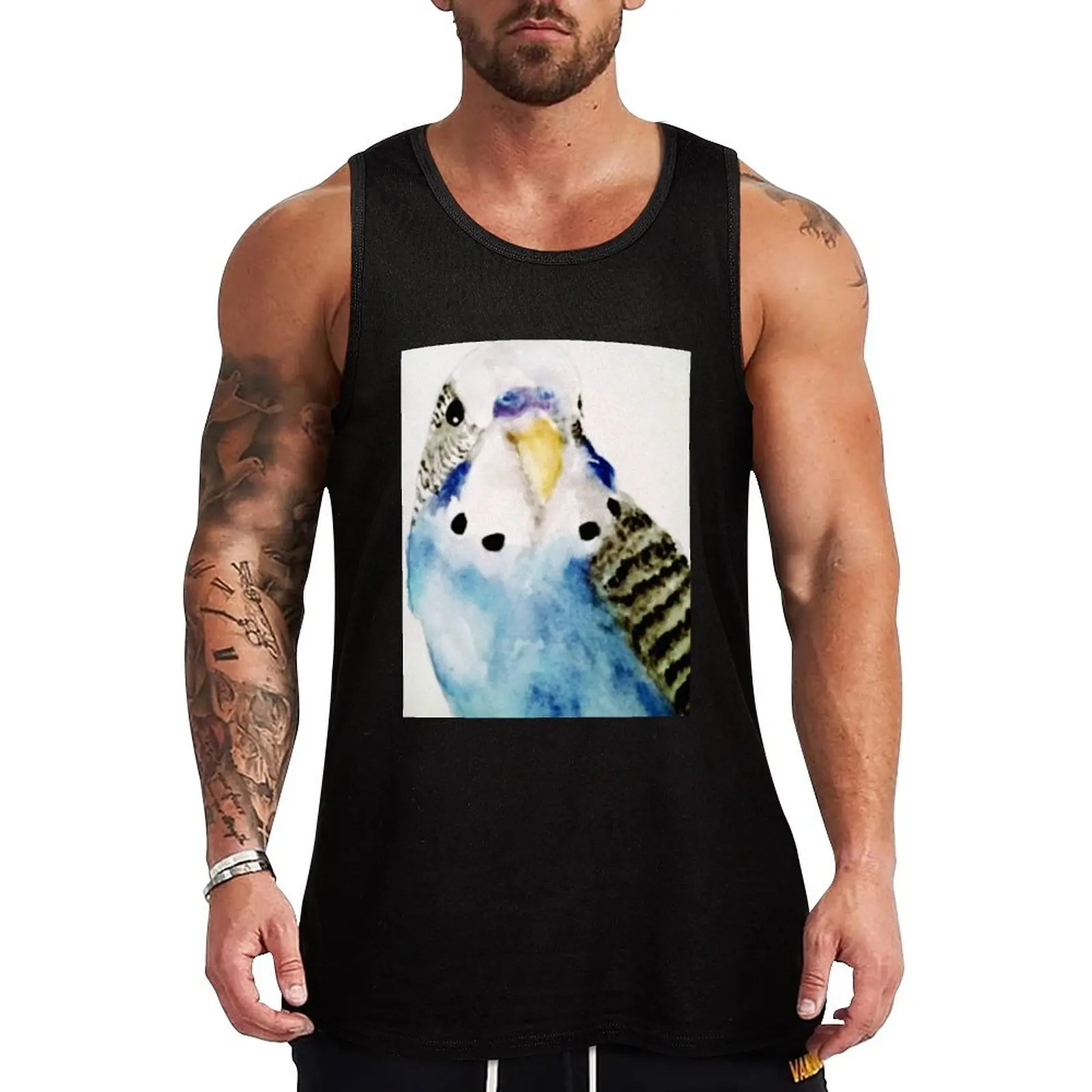 Little Budgie Parakeet Blue Bird Tank Top Men's cotton t-shirt sleeveless shirt man gym muscle t-shirt