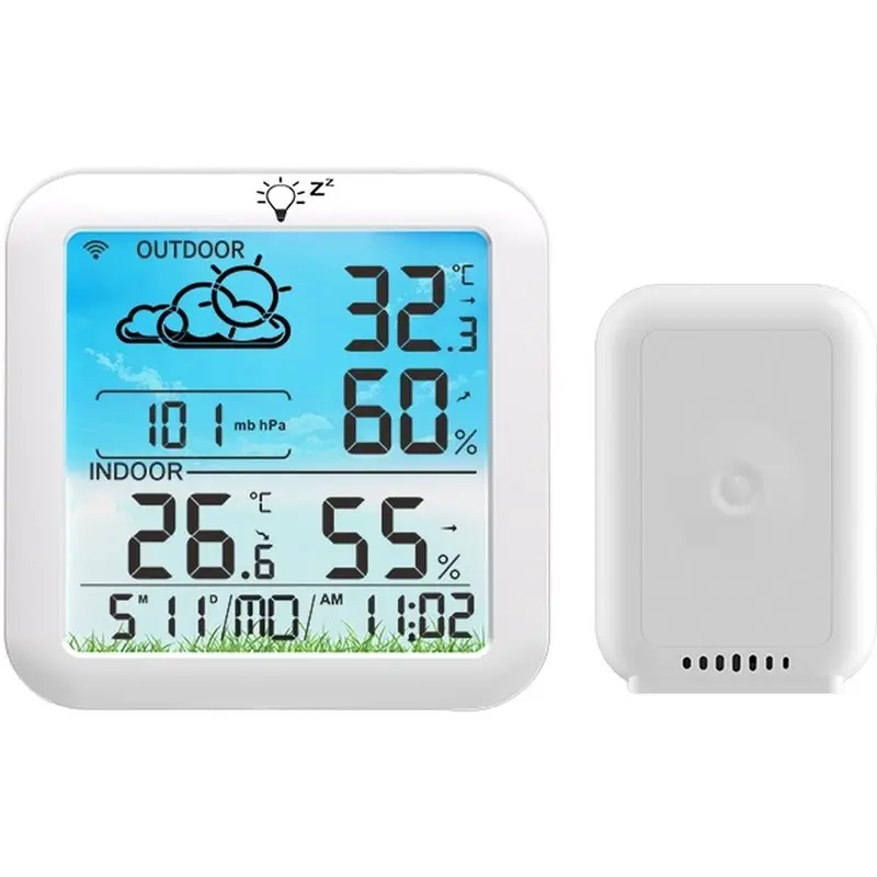 IALJ-Multifunctional Wireless Weather Clock With Color Display: Indoor/Outdoor Dual Temperature & Humidity Monitoring