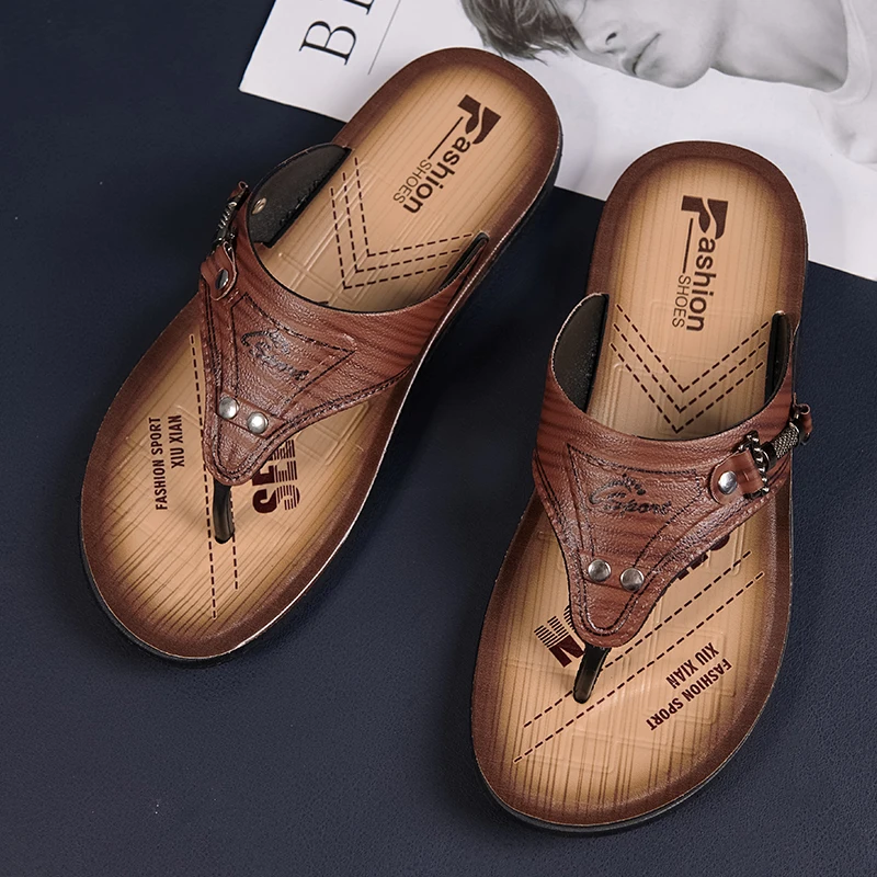 

YRZL Men's Flip Flops Summer Sandals Non-Slip Comfortable Lightweight Slippers Outdoor Slides Soft Sole Casual Shoes for Men