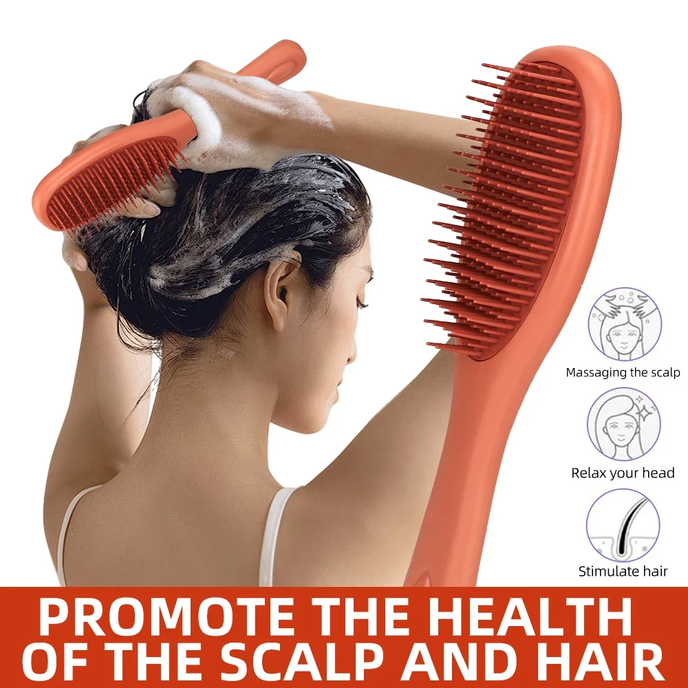 

2-in-1 Professional Double Sided Hair & Scalp Massager Brush - Long Handle Hair Washing Comb for Shampoo & Hair Care
