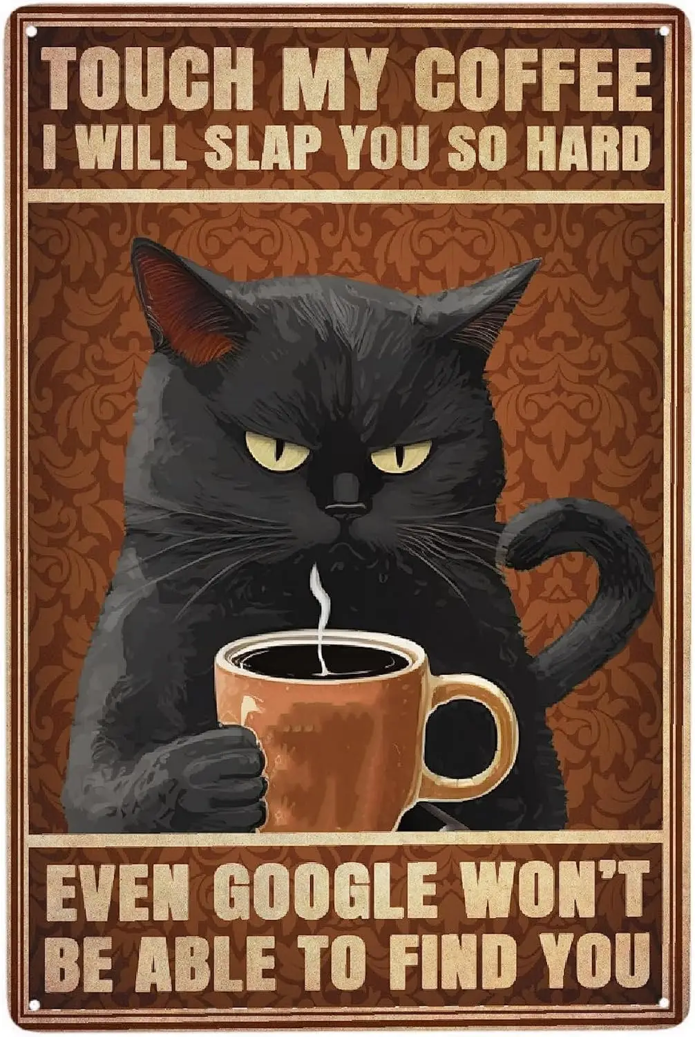 MAUDGALYAYANA Black Cat Metal Sign Wall Decor Poster Aluminum Signs for Home Bedroom Kitchen Bar Cafes 12x8inch