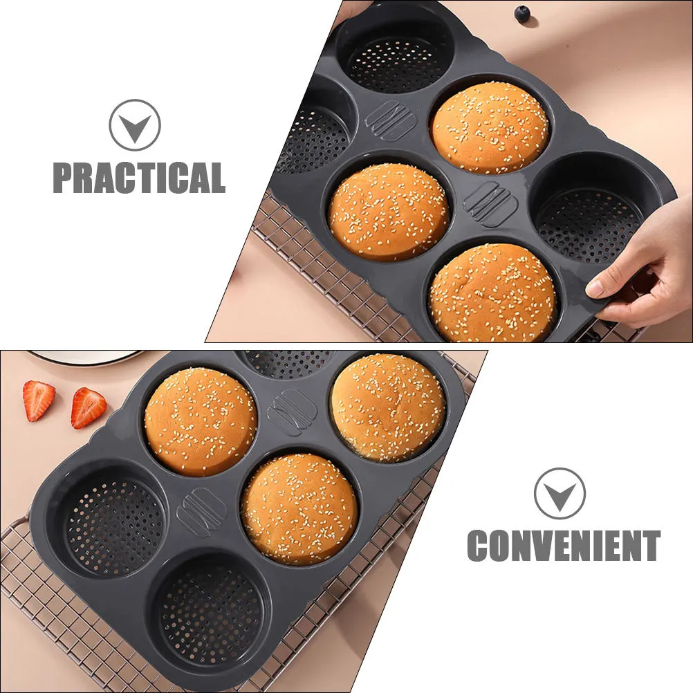 

Silicone Hamburger Bun Mold 6 Grid Nonstick Bread Mold Baking Pan Loaf Pan Practical Kitchen Accessory Hamburger DIY Tool