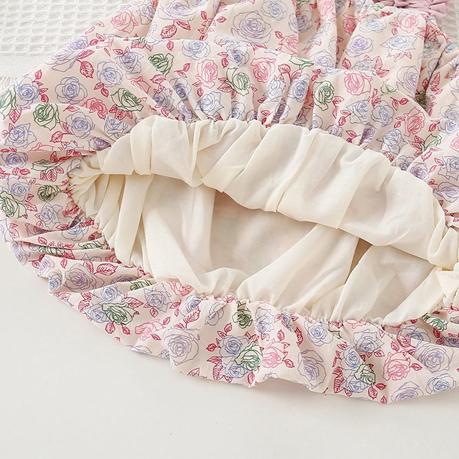 Girls Two-piece Set 2024 Summer New Childrens Clothing Fashion Pink Floral Suspender Bract Suit Casual Simple and Match image 5