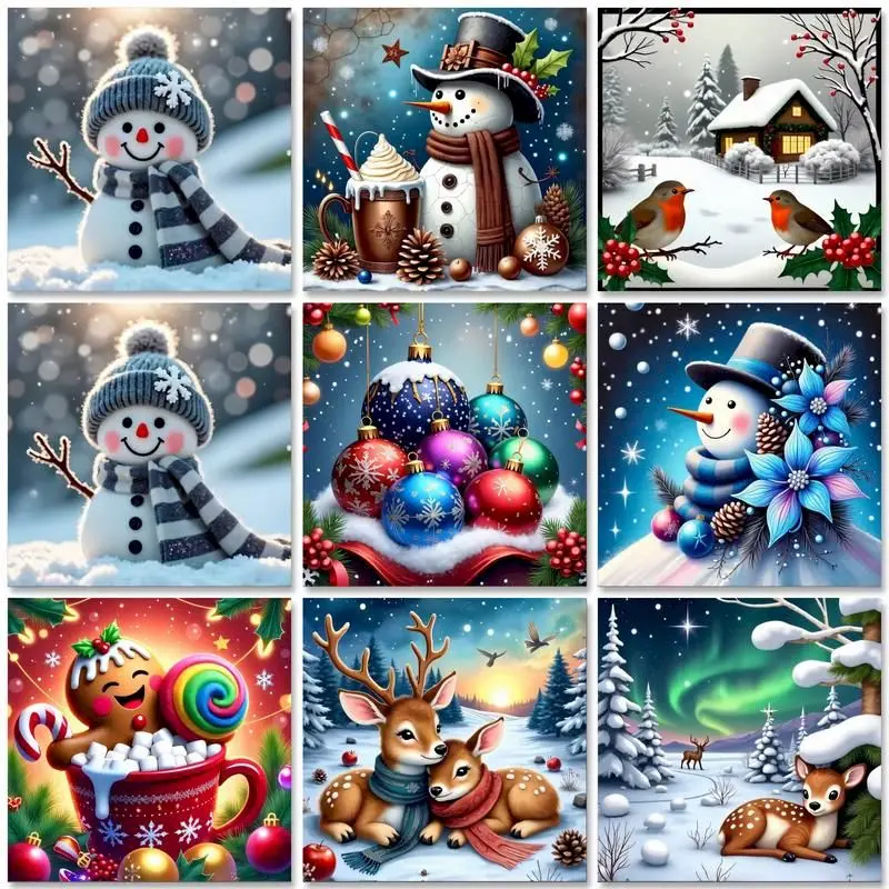 

GATYZTORY New Arrivals Cartoon Diamond Painting Snowman Mosaic Art Embroidery Picture 2025 Winter Christmas Decoration Gift