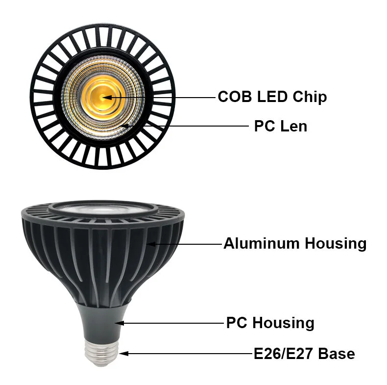 Bombilla LED PAR38 de Alto Lumen, Ahorro de Energía, Larga Vida Útil, Lámpara de Proyección para Interiores y Exteriores