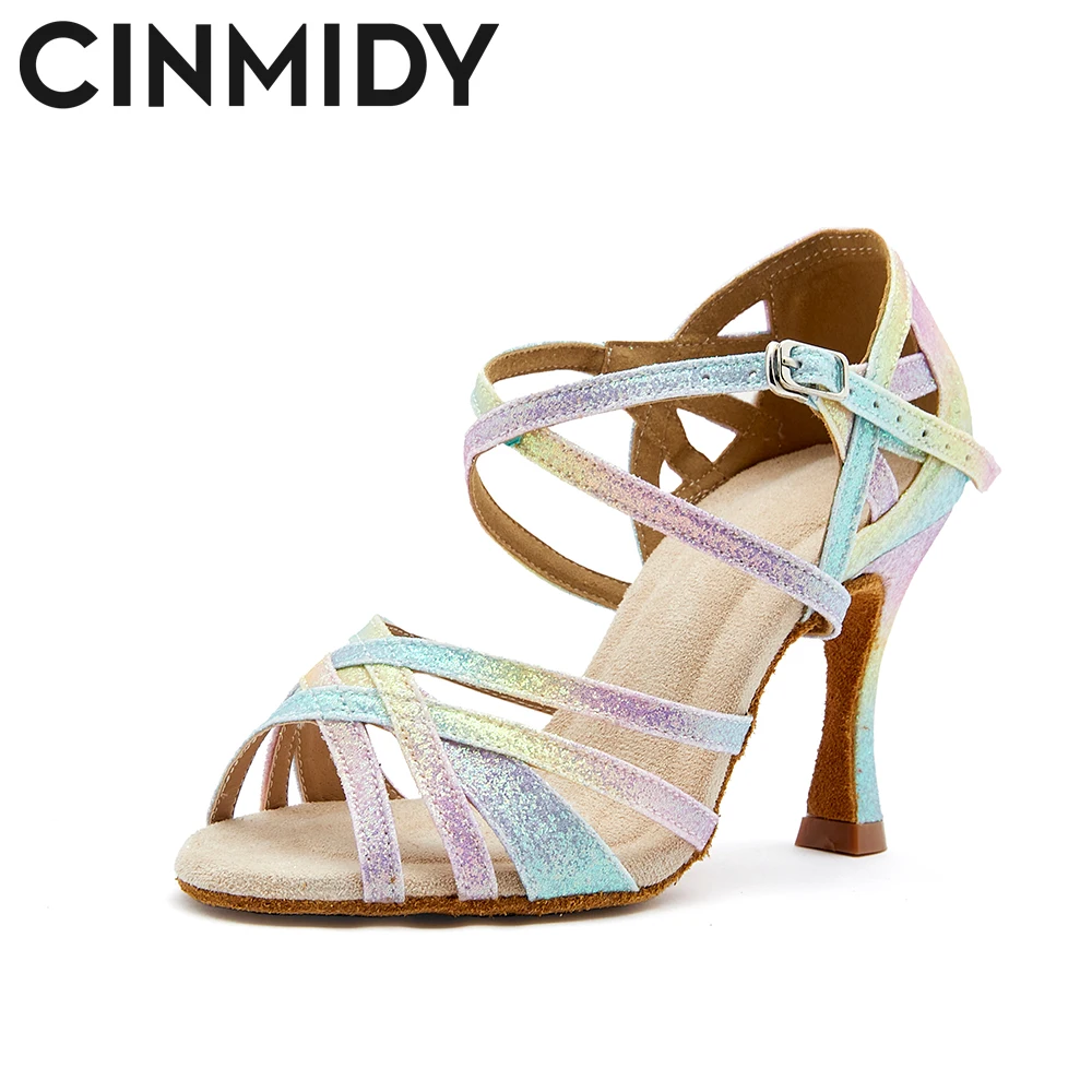 

CINMIDY New Colored Dance Shoes Women Salsa Tango Latin Dance Shoes Ballroom Dancing Shoes Soft Sole Latex Party High Heel