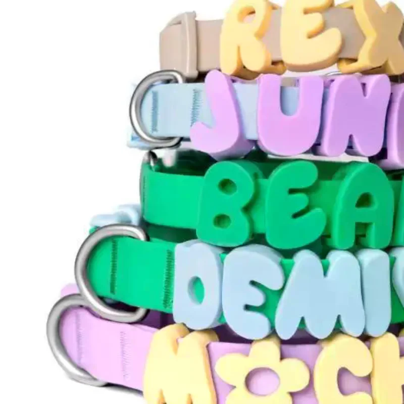DIY Silicone Letter Charms Custom Dog Name Decor Anti-Fall Waterproof Fit for Thick Thin PVC Pet Collars
