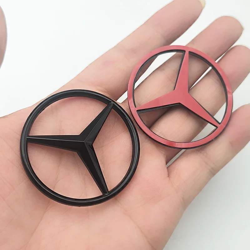 52mm 58mm ABS Chrome Black Star Logo Mercedes Steering Wheel Logo Sticker For Mercedes Benz C E S Class W253 Emblem Accessories