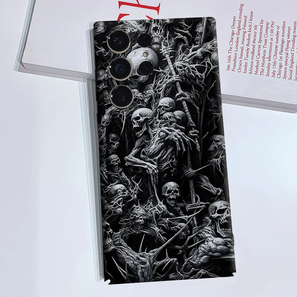 Dark Skulls Skeletons Luxury Fashion Full Lens Protective Case for Samsung Galaxy S26 S25 S24 A56 A36 Plus Ultra