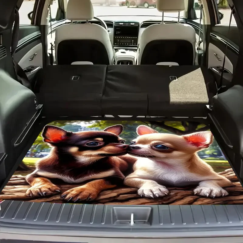 1 Stück Niedliche Chihuahua-Muster Kofferraummatte - Rutschfeste Laderaumauskleidung mit Lebhaftem Hundedesign für Sichere Aufbewahrung, Kofferraummatte
