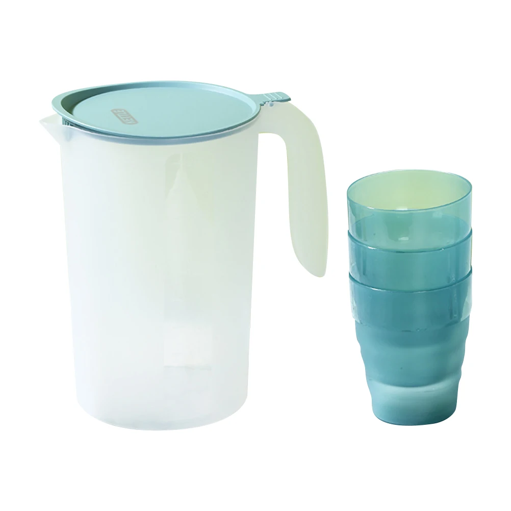 

Plastic Cold Water Kettle Set Pitcher for Drinks Juice Jugs Clear Lid Portable Large Capacity Home Hotel