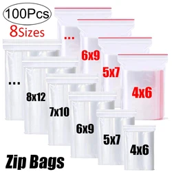 100PCS Thicken Self sealing Bags Clear Plastic Storage Bag for Small Jewelry Food Packing Reclosable Zip Sealing Pouch Wholesale