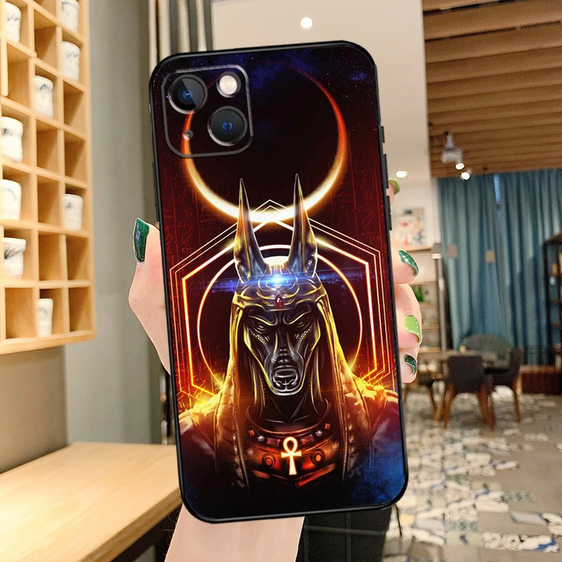 مصر نفرتيتي أنوبيس جراب هاتف آيفون 15 برو ماكس 14 13 12 11 16 برو ماكس ميني XR 15 16 زائد 16e غطاء كوكه