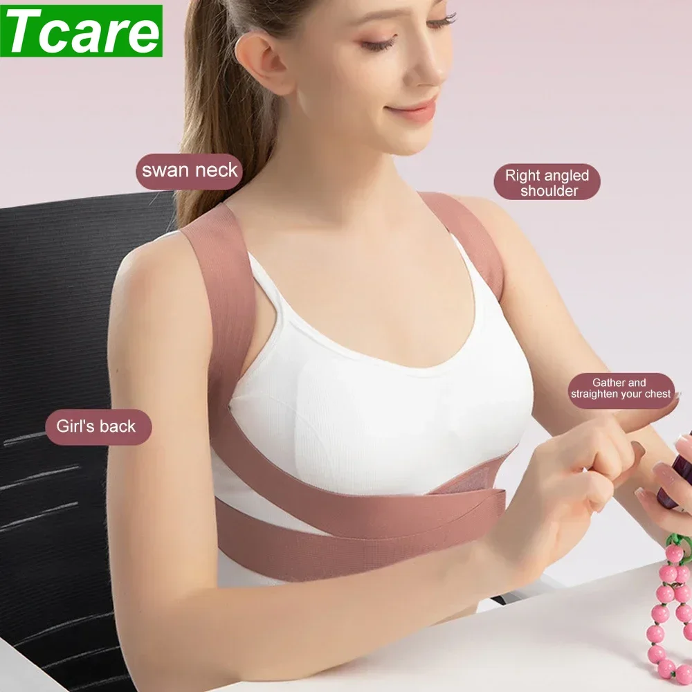 Tcare New Invisible Under Clothes Posture Corrector, Adjustable Upper Back Support Brace, Hunchback & Rounded Shoulder Corrector