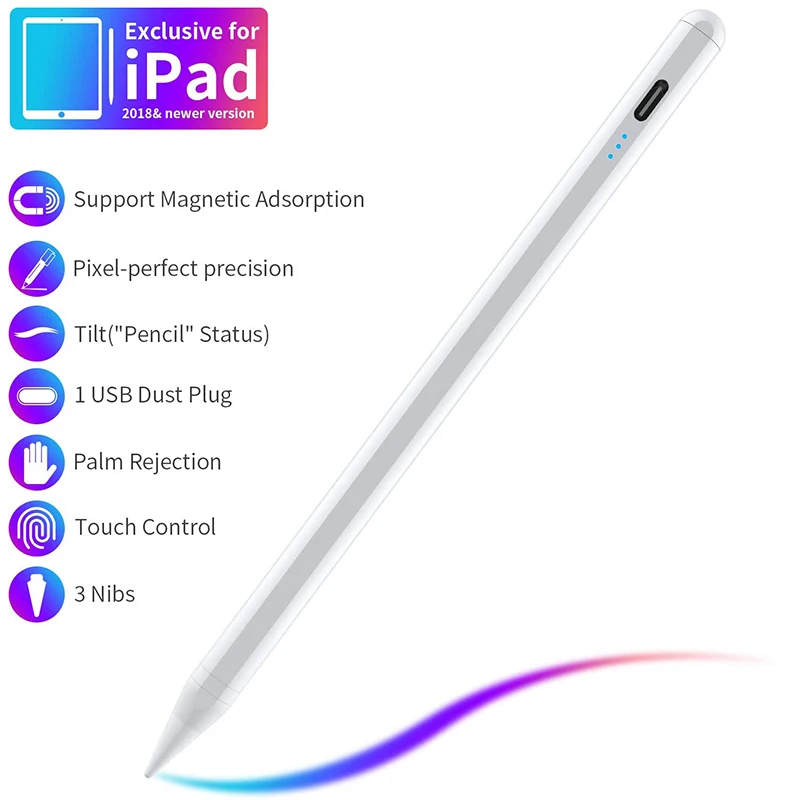 For Apple Pencil Palm Rejection Power Display Ipad Pencil Pen For iPad Accessories 2024 2023 2022 2019 2018 Pro Air Mini Stylus