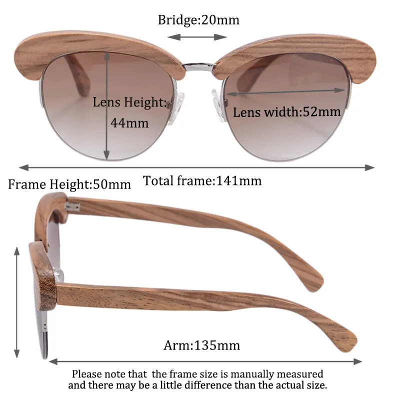 Half Wooden Frame Sunglasses Women Men Fashion Eyewear UV400 Mirror Glasses CR39 resin lenses Occhiali Da Sole 6097