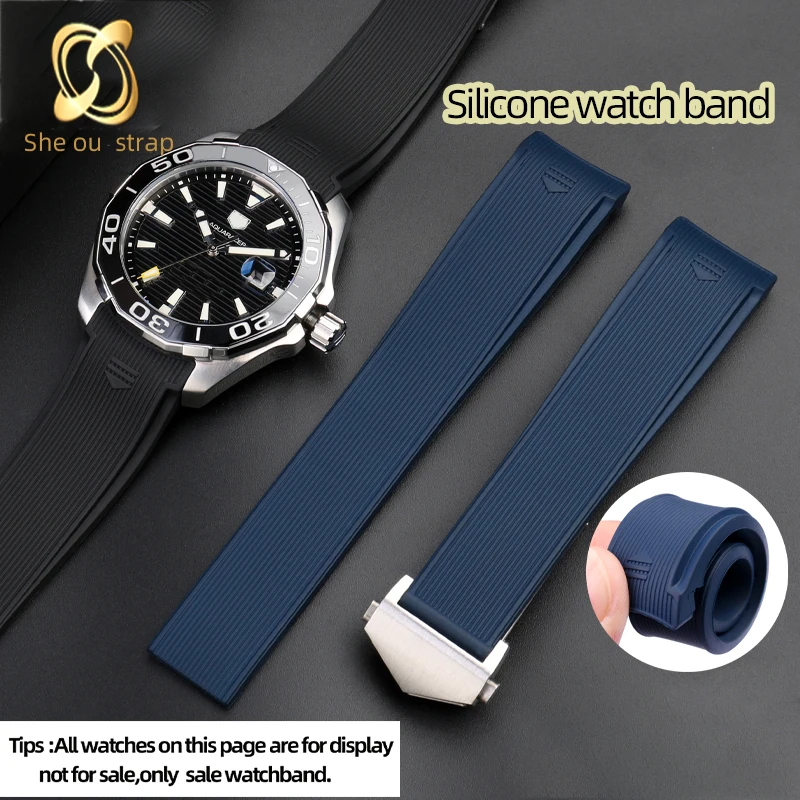 

22MM High quality silicone Watch strap For TAG HEUER WAY201 AQUARACER Sports Watch series Rubber Watch band