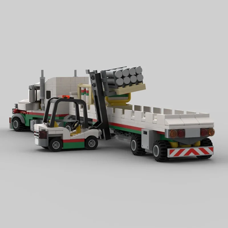 Transport truck building blocks forklift bricks construction truck trailer building blocks Freight Truck building blocks