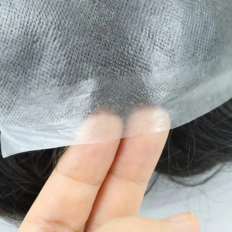 # 1 # 1ب أسود طبيعي # 2 شعر مستعار بني داكن للرجال 0.02-0.03 مللي متر قاعدة كاملة من البولي يوريثان شعر مستعار للرجال 100% شعر بشري أوروبي