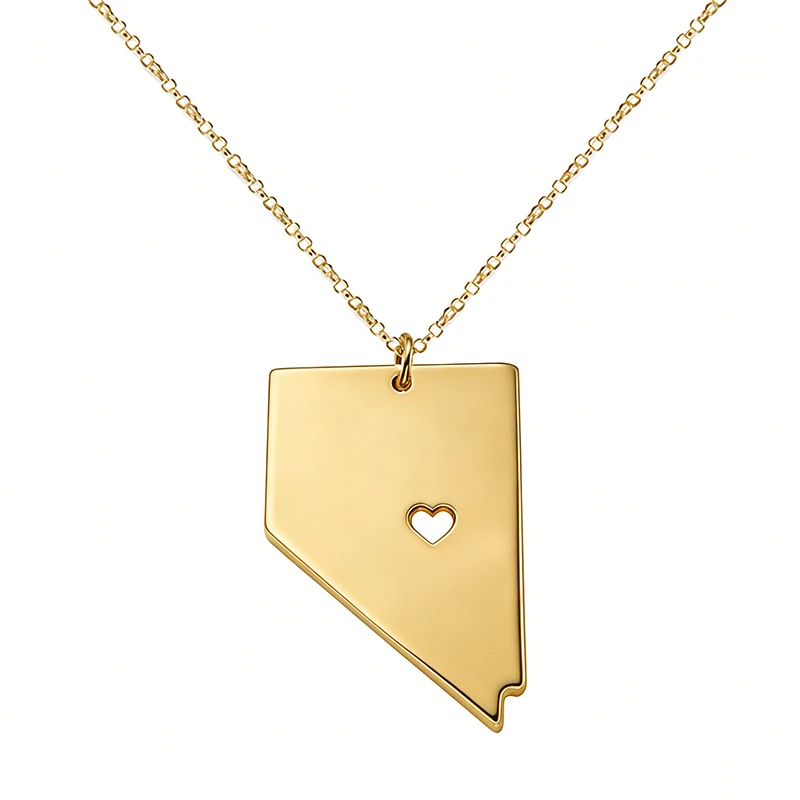 United Stateds Nevada Map Pendant Necklace For Women Me Stainless Steel Jewelry Accessories Gifts