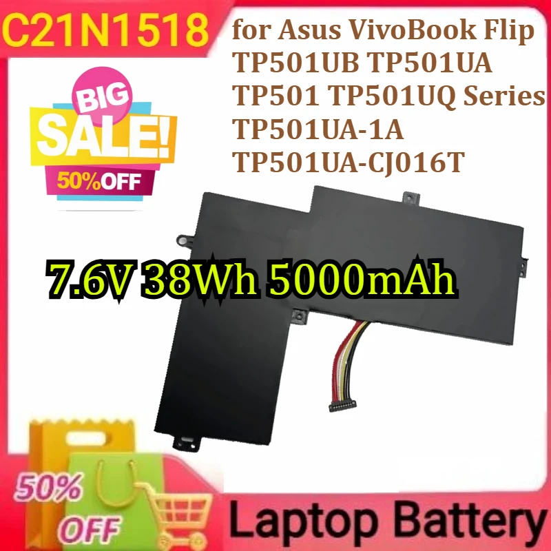 

C21N1518 для Asus VivoBook Flip TP501UB TP501UA TP501 TP501UQ Series TP501UA-1A TP501UA-CJ016T 7,6 В 38 Втч 5000 мАч