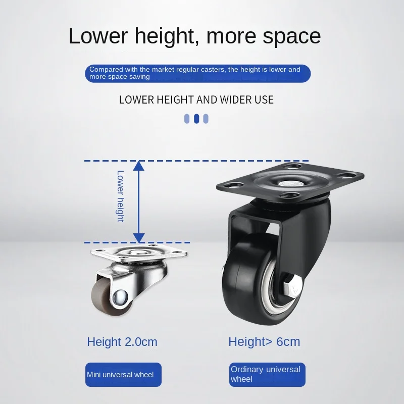 (4 Packs) 0.5 Inch Mini Extra Small Micro No Need To Install Rubber Silent Pulley/adhesive Type Nylon Small Furniture Caster