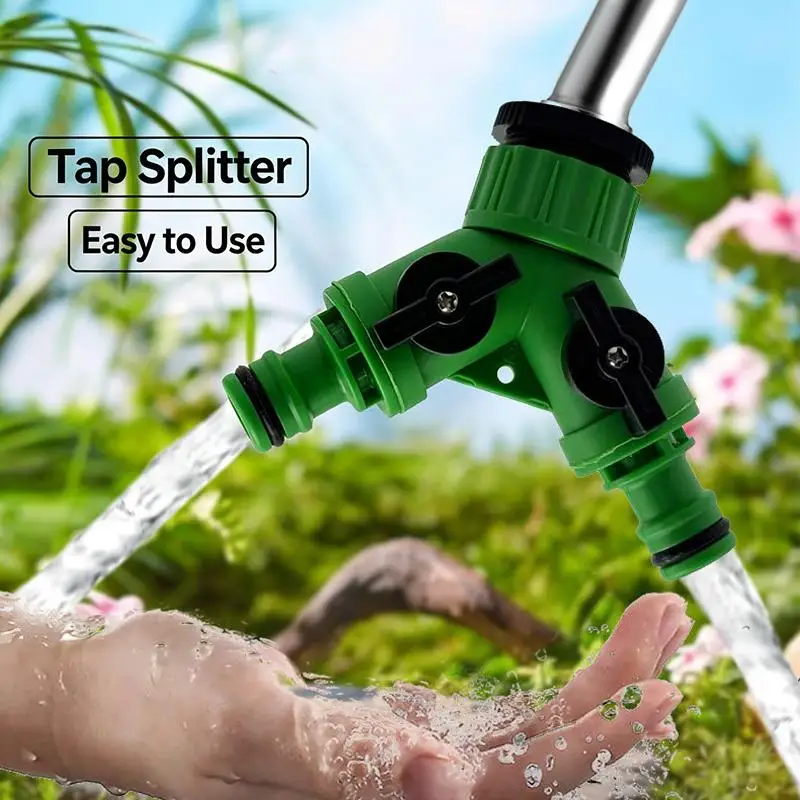 Plastic Y-Type 3 Way Garden Water Hose Splitter, Dual Outlet Pipe Adapter With Independent Switch Valve For Irrigation