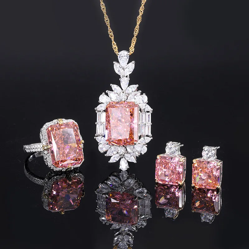

Jewelry S925 Silver Popular High Carbon Diamond Papalacha Luxurious Style Suit 12*1610*10