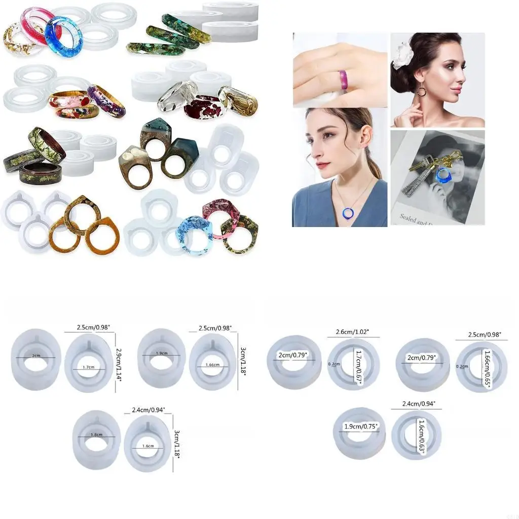 3 Pieces Resin Ring Molds Silicone Ring Molds Ring Casting Mold Circle Jewelry for DIY Craft Ring Making 8 Shape