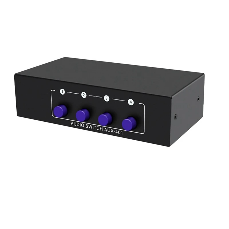 RCA AUX Audio Switcher 4 In 1 Out Stereo Audio Selector 4X1 3.5Mm Aux L/R RCA Audio Switch Box Analog Audio Selector